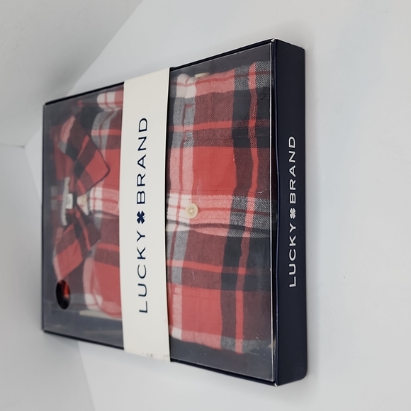 LUCKY BRAND LONG SLEEVES PLAD SHIRT, SIZE MEDIUM, RED BLACK & WHITE - Picture 7 of 7